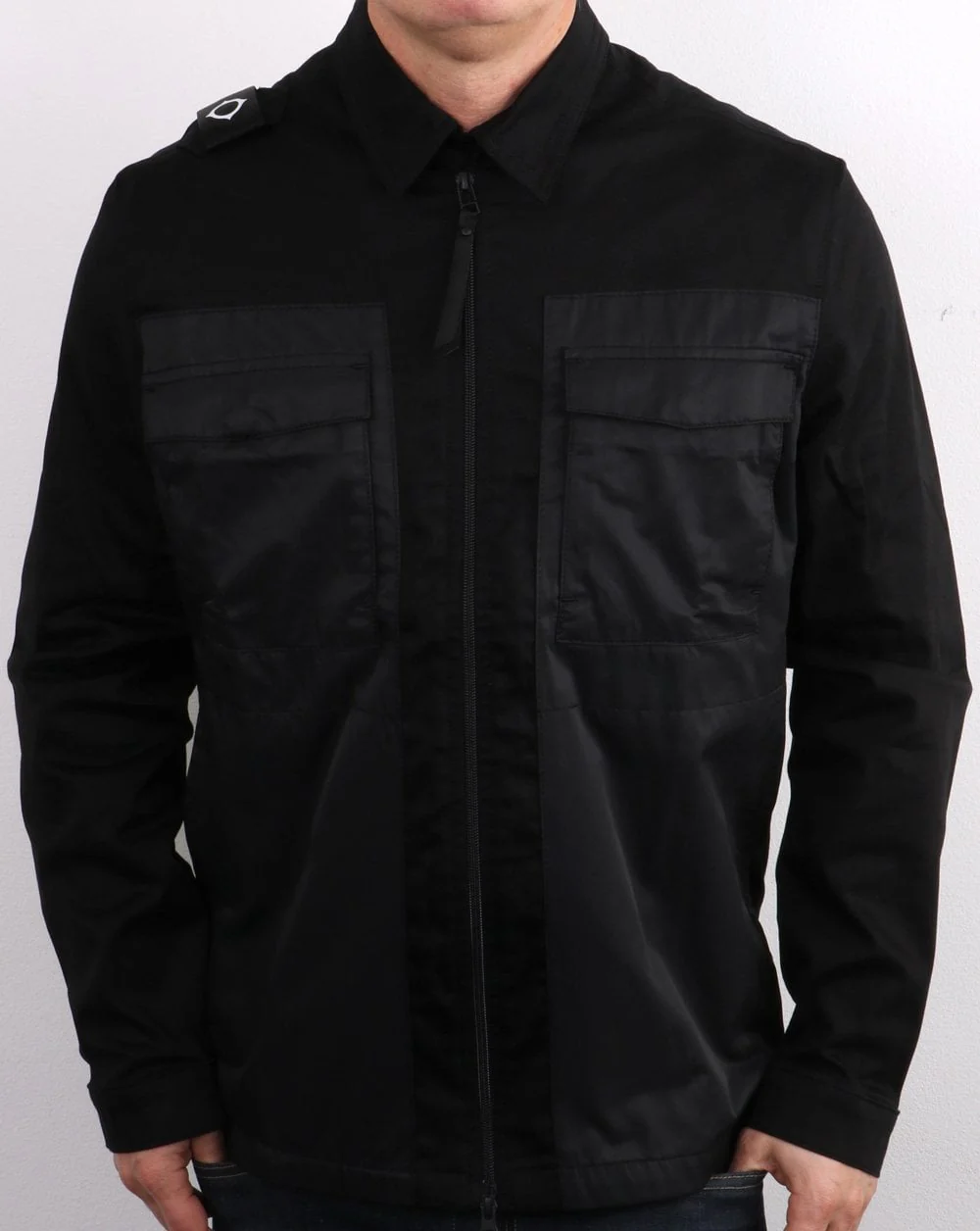 Ma.strum Zip Through Overshirt Jet Black - Image 3