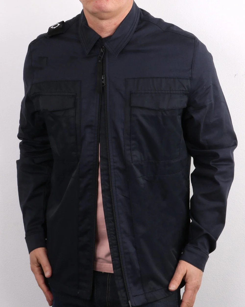 Ma.strum Zip Through Overshirt Navy - Image 2