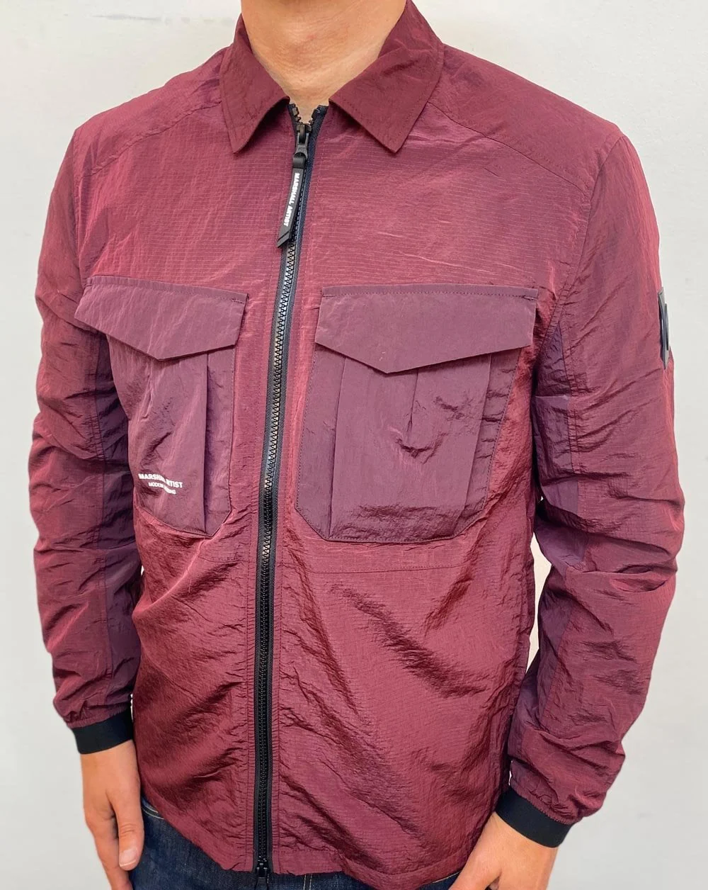 Marshall Artist Acier Overshirt Burgundy - Image 3