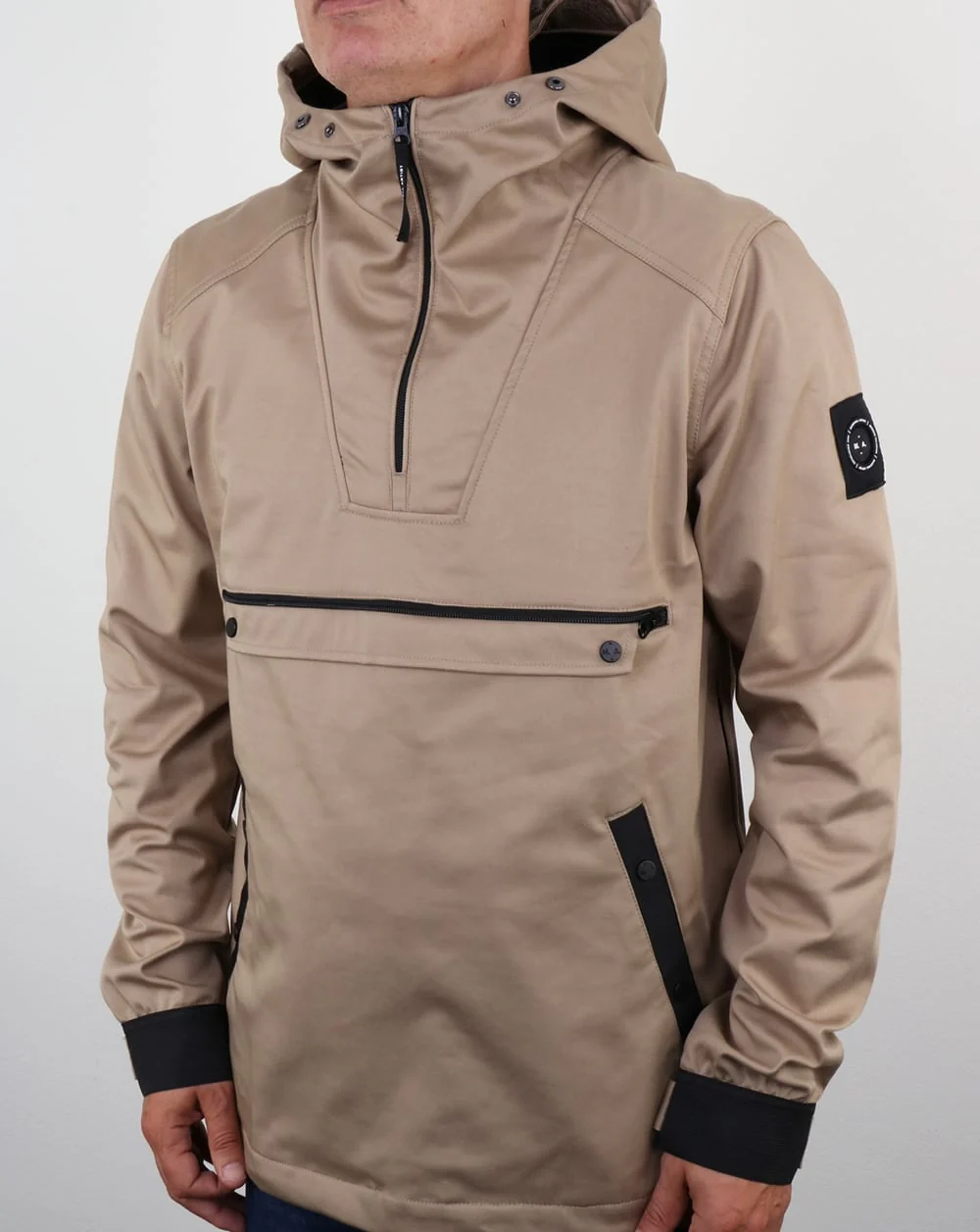 Marshall Artist British Microtwill 1/4 zip jacket Stone