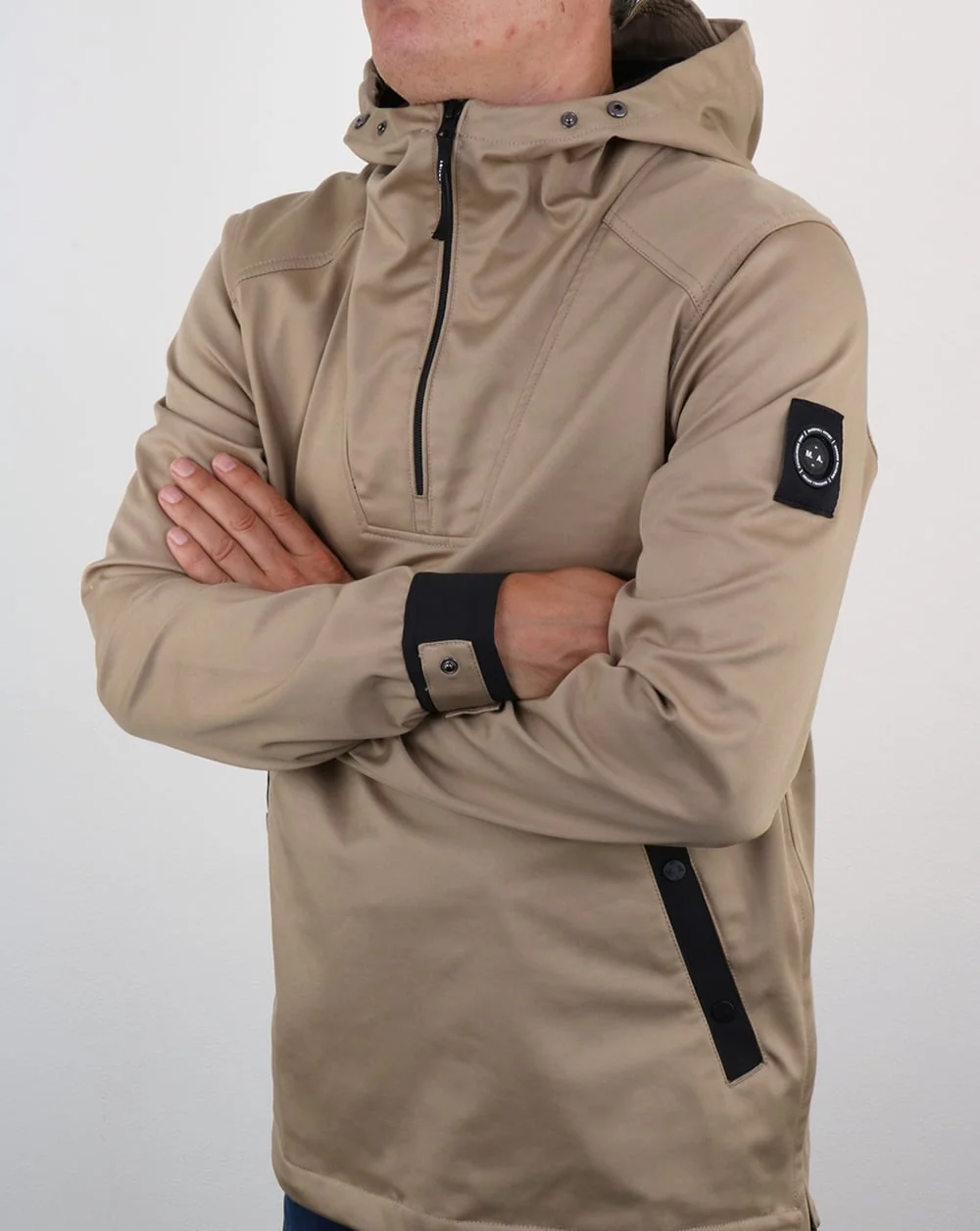 Marshall Artist British Microtwill 1/4 zip jacket Stone - Image 3