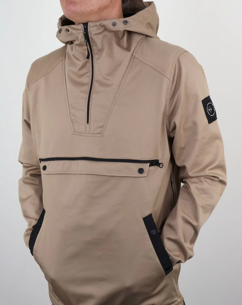 Marshall Artist British Microtwill 1/4 zip jacket Stone - Image 4