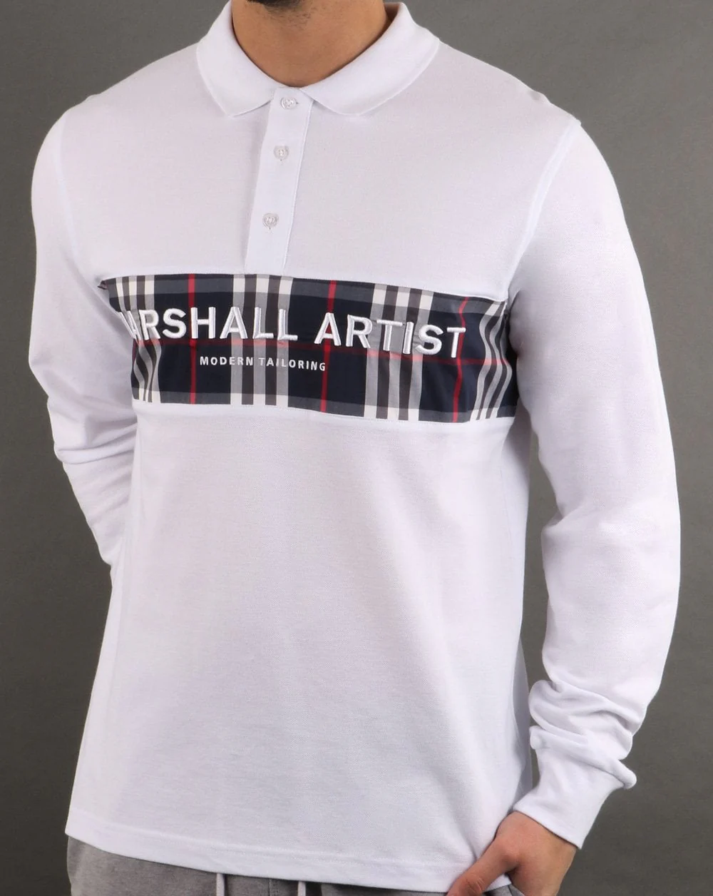 Marshall Artist Casa Check L/s Polo White - Image 2