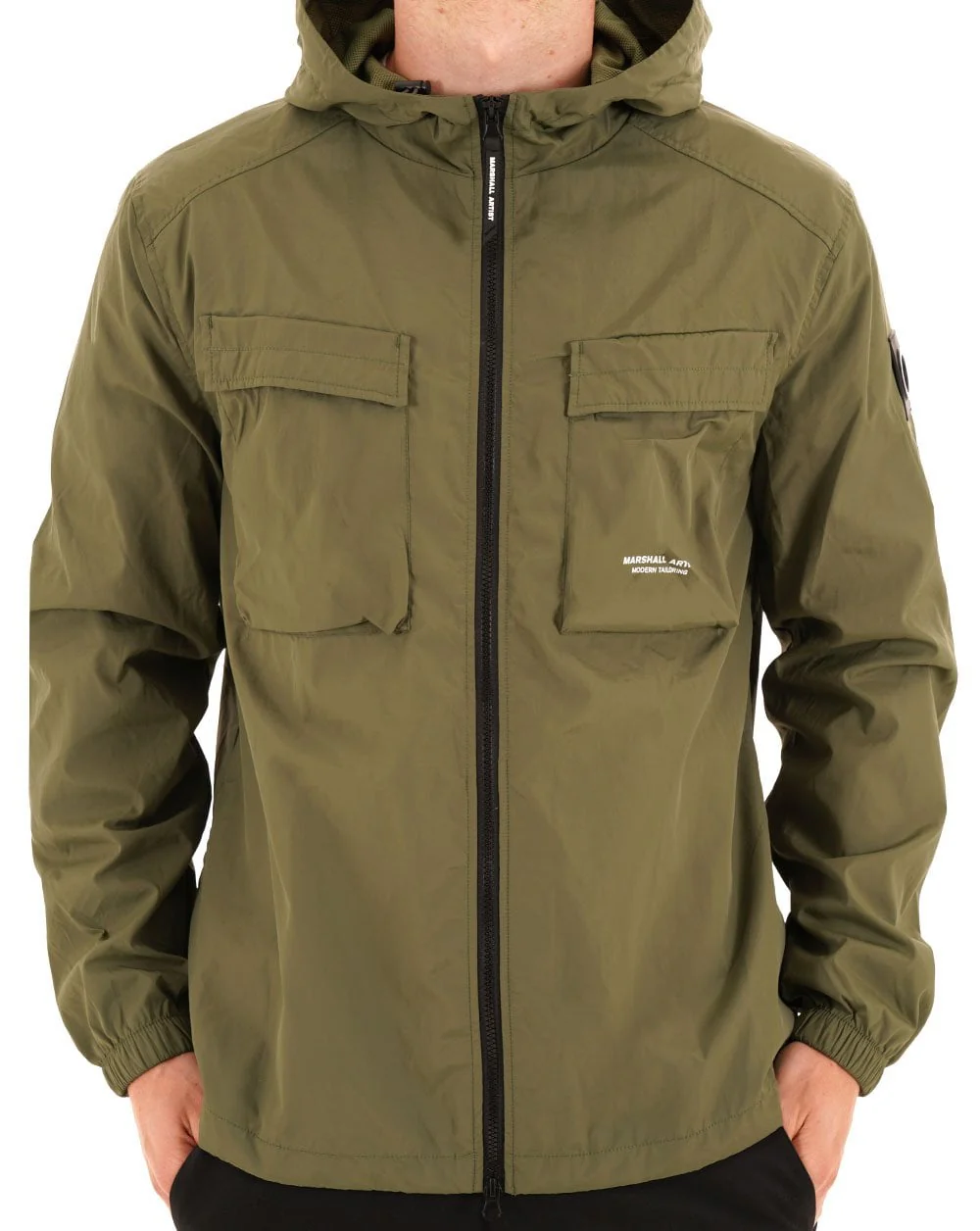 Marshall Artist Crux Hooded Overshirt Moss Green - Image 2
