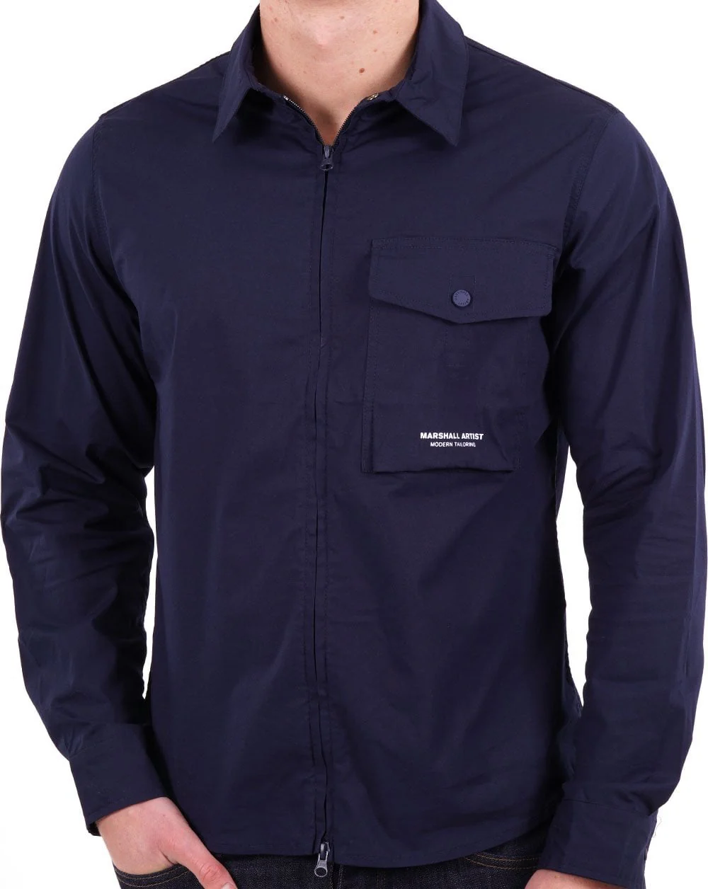 Marshall Artist Gaberdine Zip Overshirt Navy