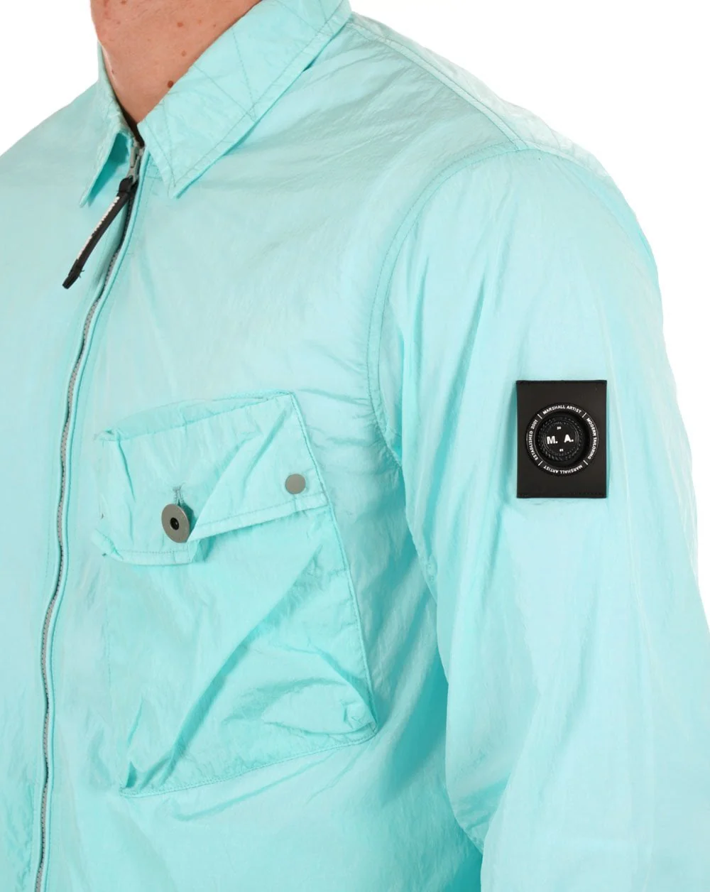 Marshall Artist Krinkle Nylon Pocket Overshirt Cyan - Image 2