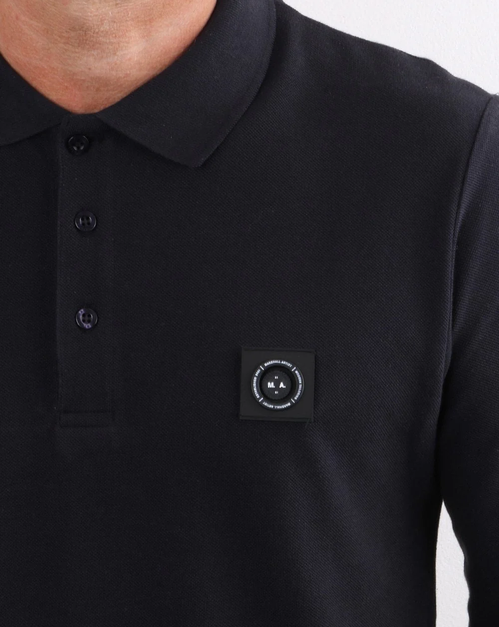 Marshall Artist Long Sleeve Polo Shirt Navy - Image 3