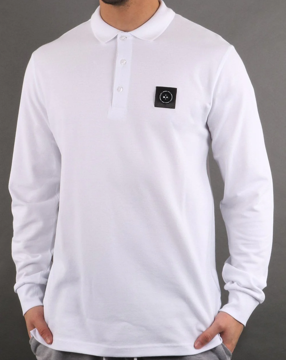 Marshall Artist Long Sleeve Polo Shirt White - Image 2