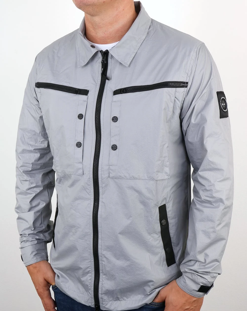 Marshall Artist Micro Ripstop Overshirt Cool Grey - Image 2