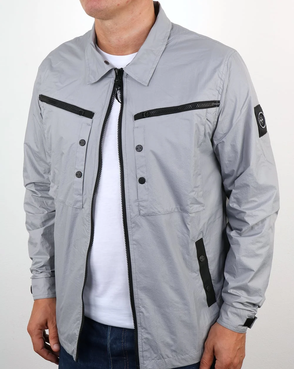 Marshall Artist Micro Ripstop Overshirt Cool Grey - Image 3
