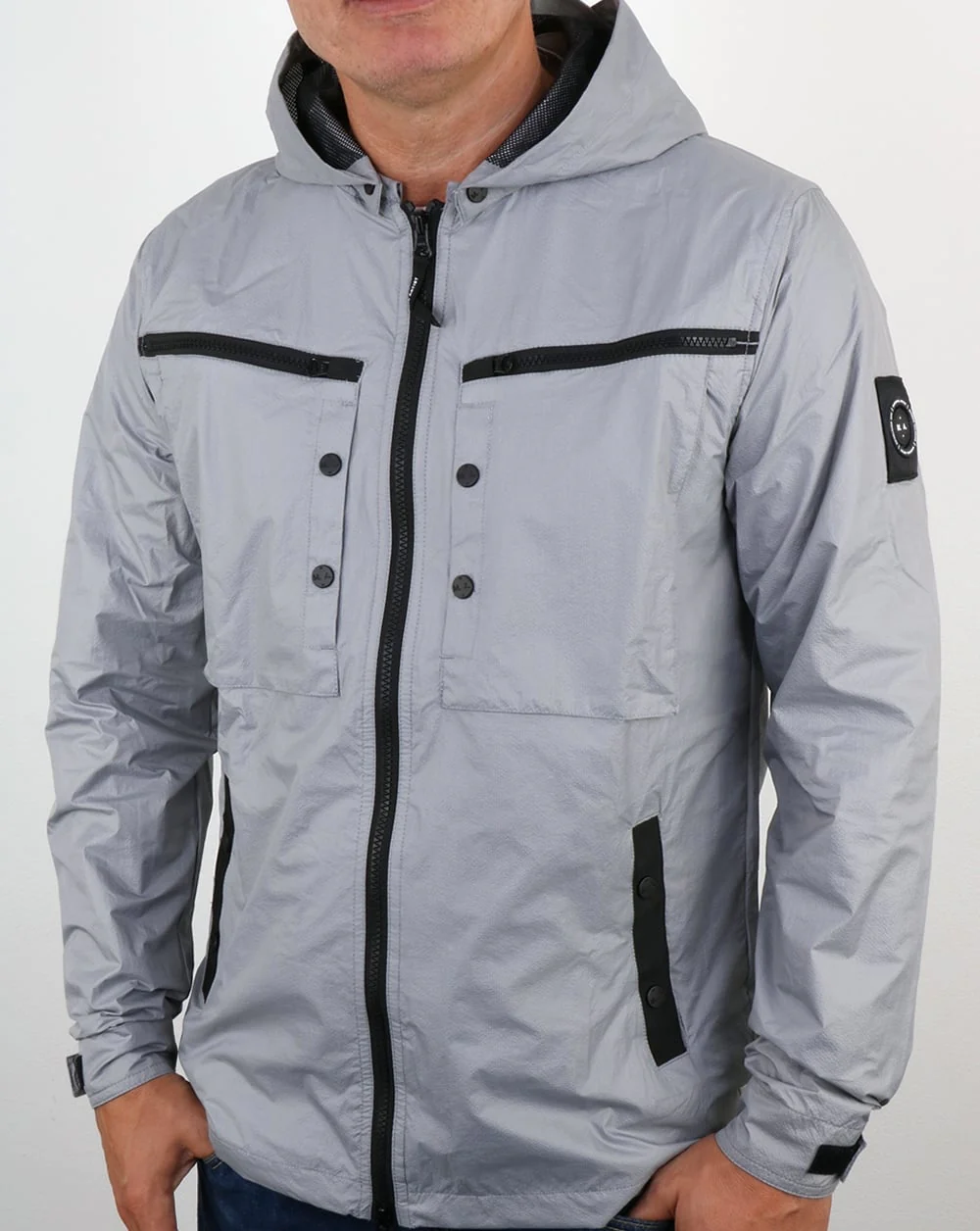 Marshall Artist Micro Ripstop Overshirt Cool Grey - Image 4