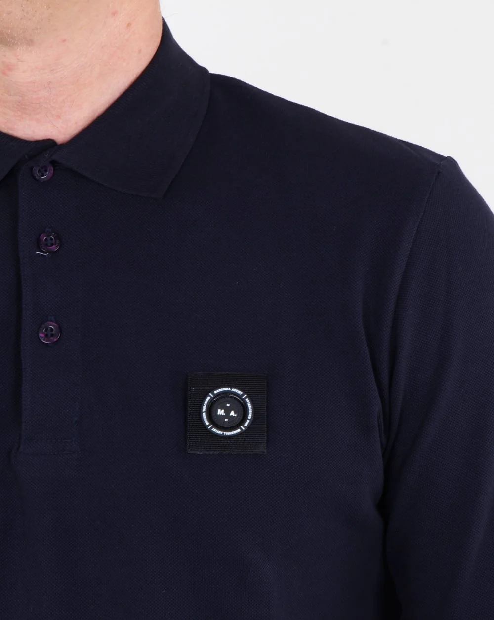 Marshall Artist Siren Long Sleeve Polo Shirt Navy - Image 2