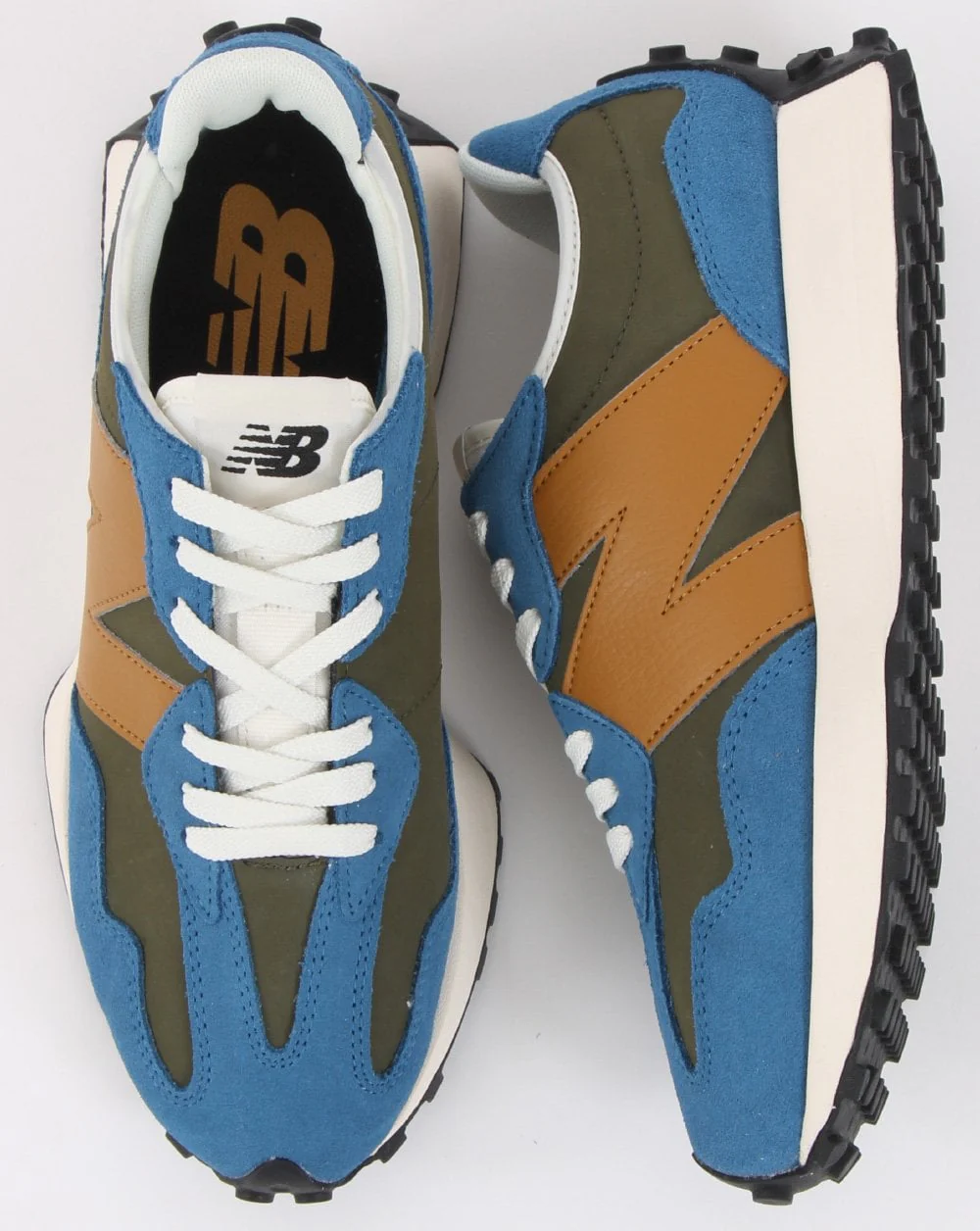 New Balance 327 Trainer Blue/Khaki/Tan - Image 2