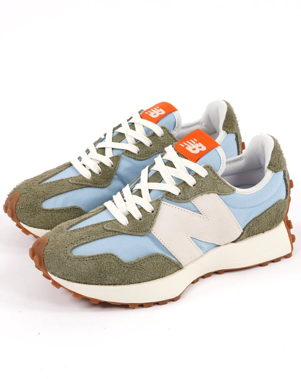 New Balance 327 Trainer Chrome Blue / Dk Olive - Image 2