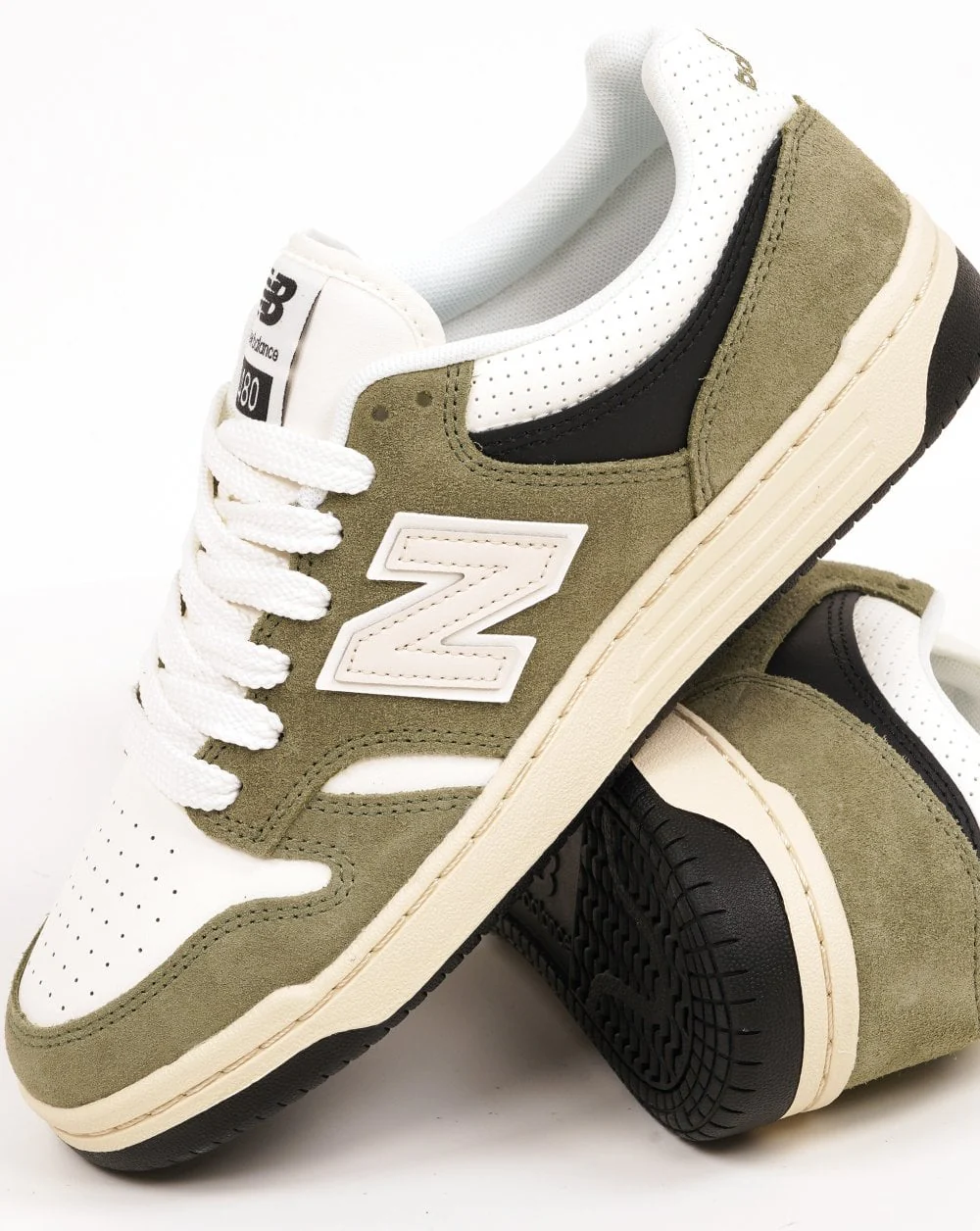 New Balance 480 Trainers Dark Olivine/Sea Salt