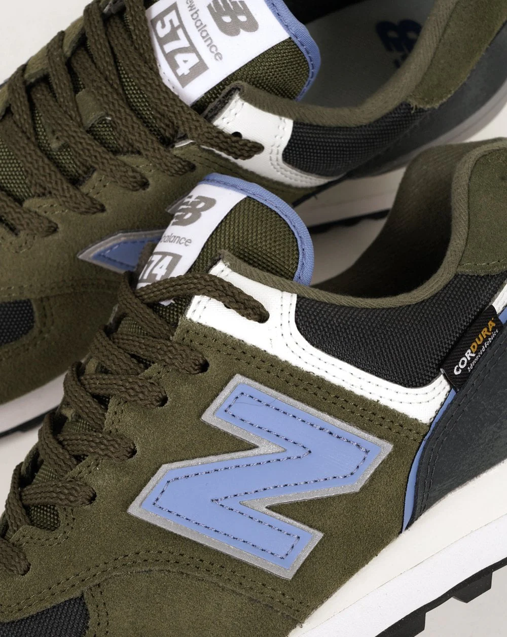 New Balance 574 Trainers Khaki/Blue/Grey - Image 3