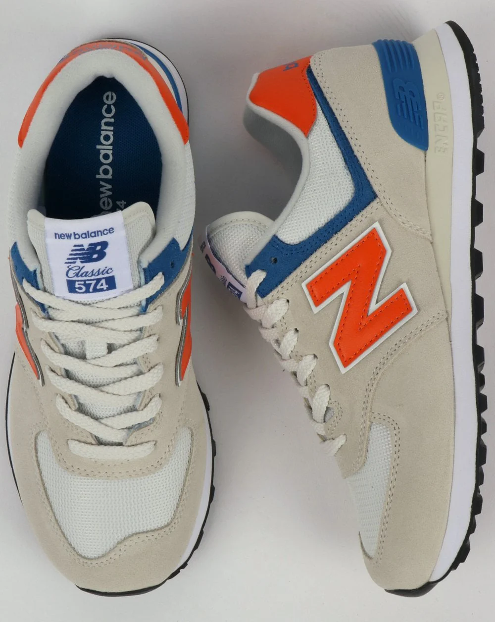 New Balance 574 Trainers White/Orange - Image 2