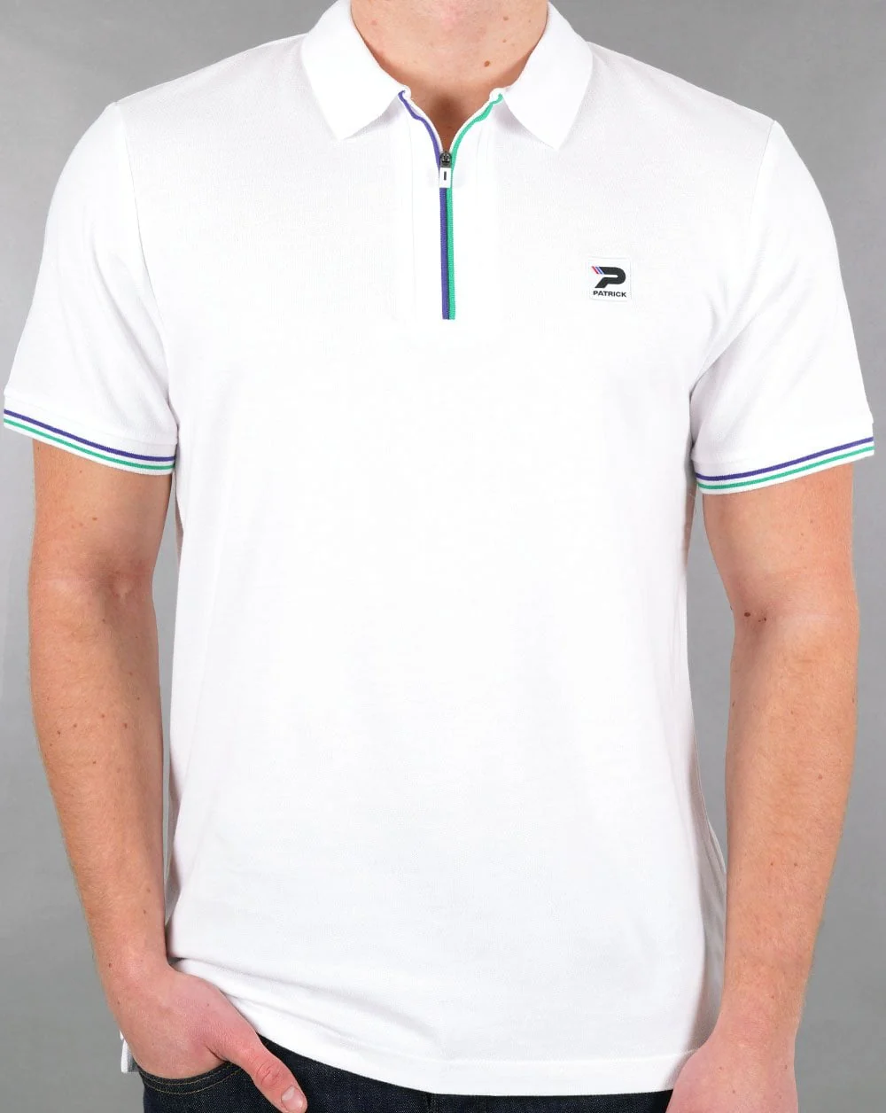 Patrick Zip Polo Shirt White - Image 3