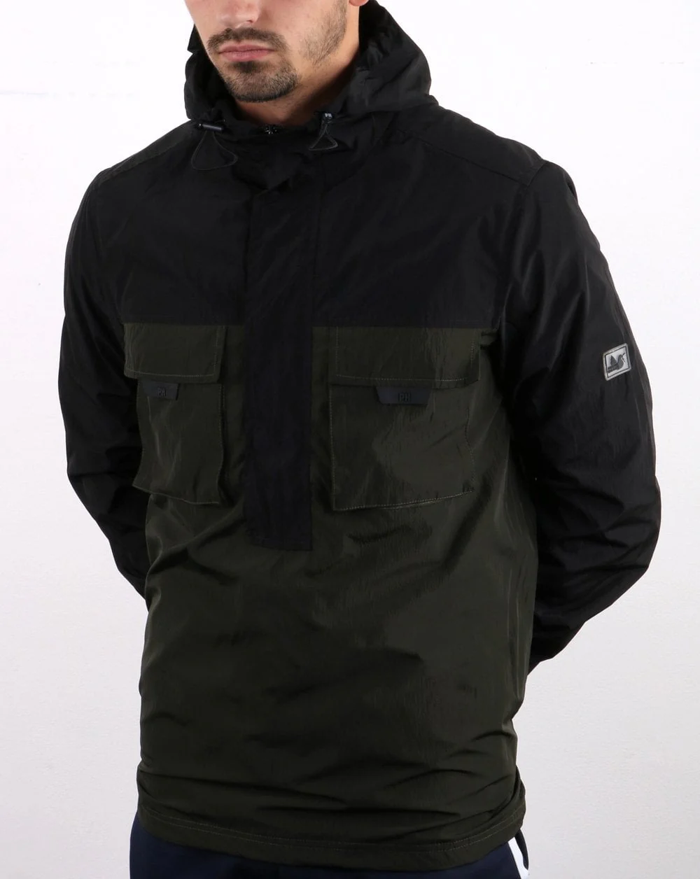Peaceful Hooligan Jackson Overhead Jacket Black/Dark Green - Image 2
