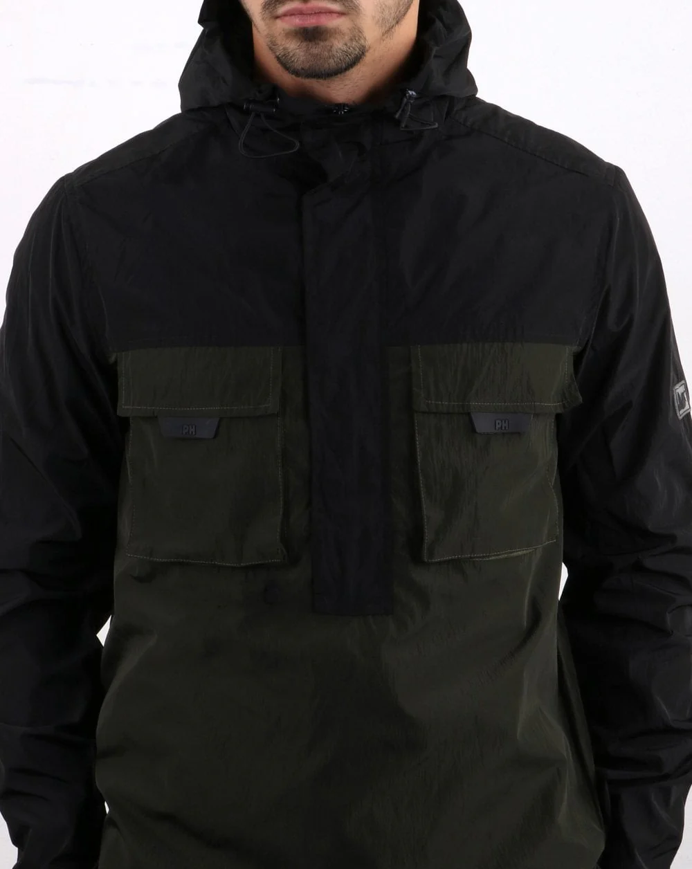 Peaceful Hooligan Jackson Overhead Jacket Black/Dark Green - Image 4