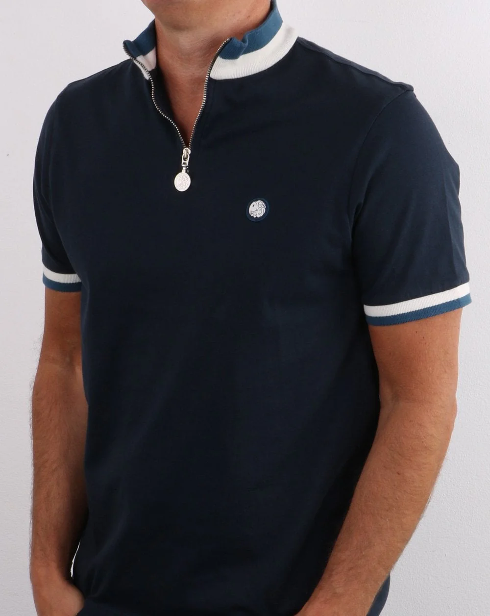 Pretty Green 1/4 Zip Top Navy - Image 3