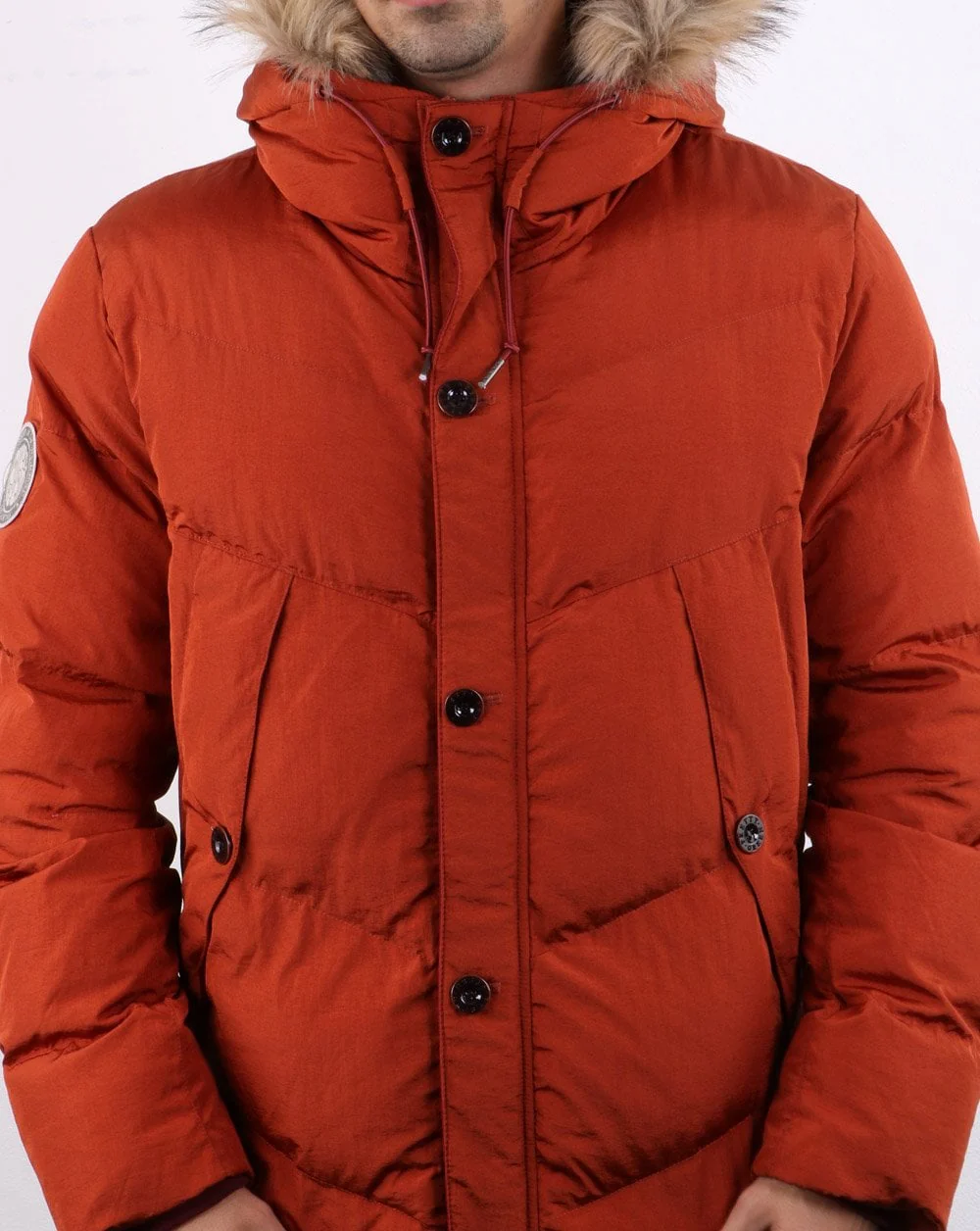 Pretty Green Bowman Padded Jacket Orange - Image 4