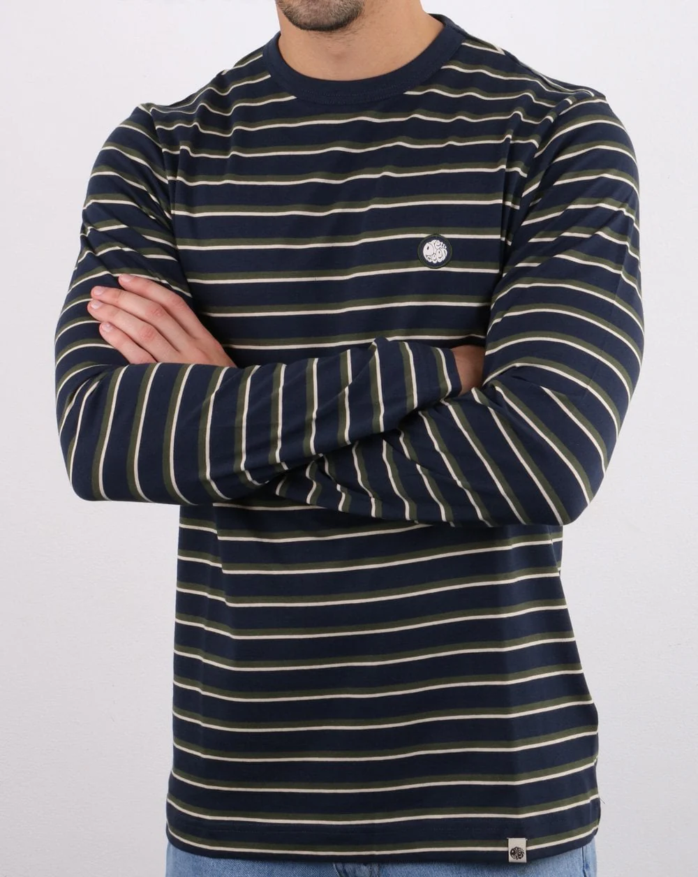 Pretty Green Brogan L/S Stripe T-shirt Navy - Image 3