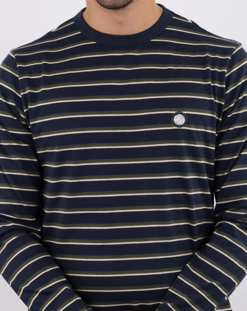 Pretty Green Brogan L/S Stripe T-shirt Navy - Image 4