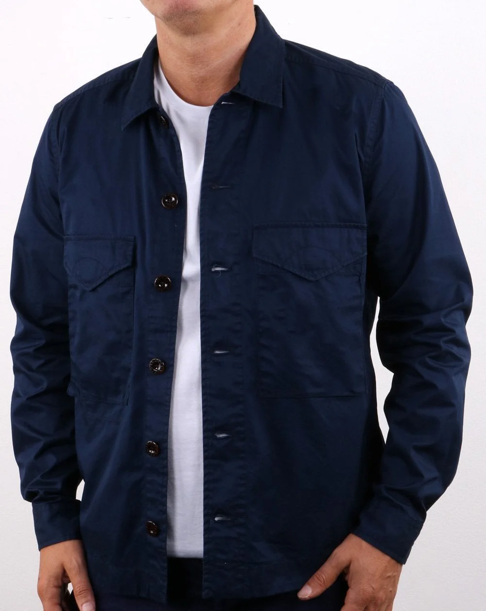 Pretty Green Classic Overshirt Navy - Image 3