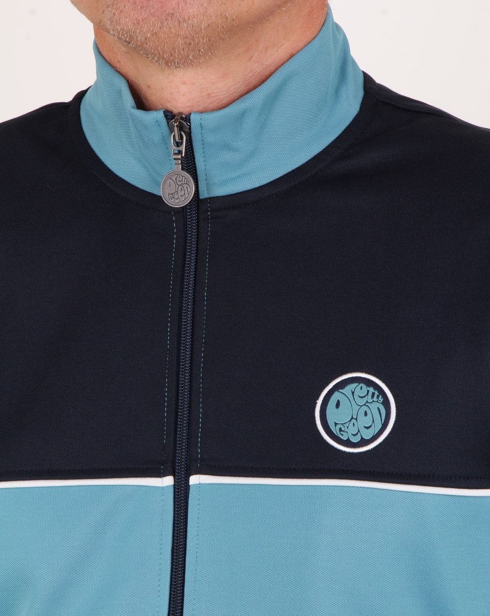 Pretty Green Contrast Panel Track Top Navy - Image 2