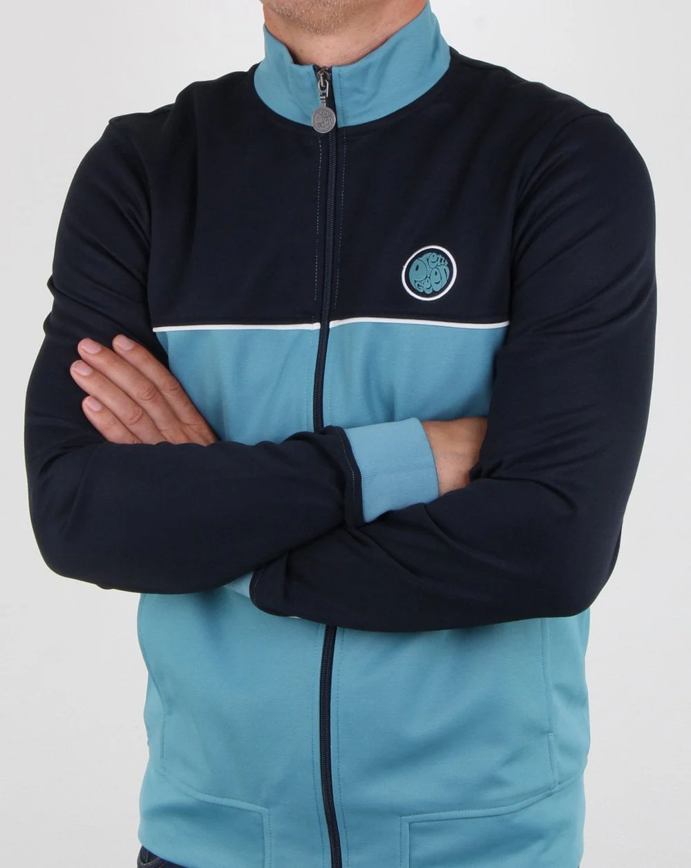 Pretty Green Contrast Panel Track Top Navy - Image 3