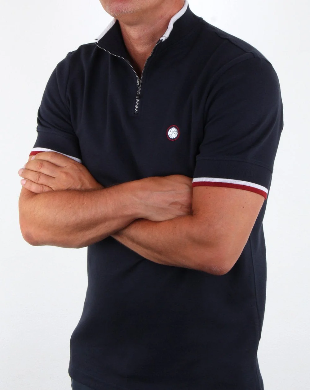 Pretty Green Faraday Zip T-shirt Navy - Image 4