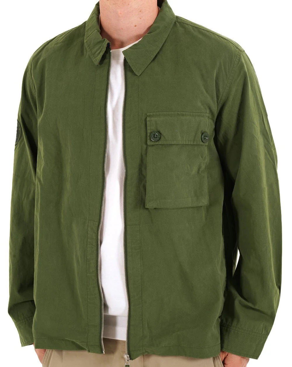 Pretty Green Feltham Overshirt Khaki Green - Image 3