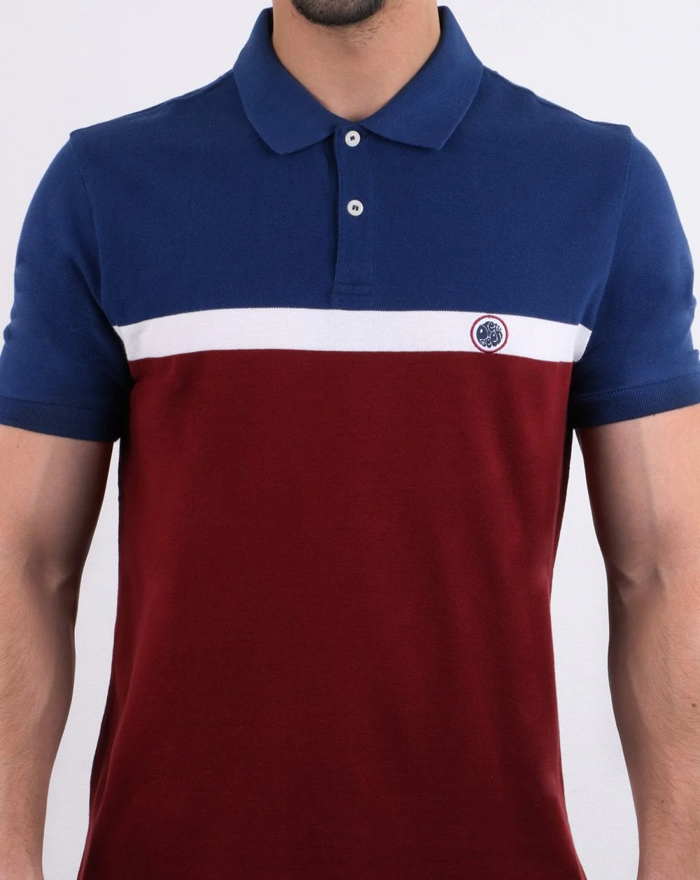 Pretty Green Front Colour Block Polo Shirt Burgundy - Image 4