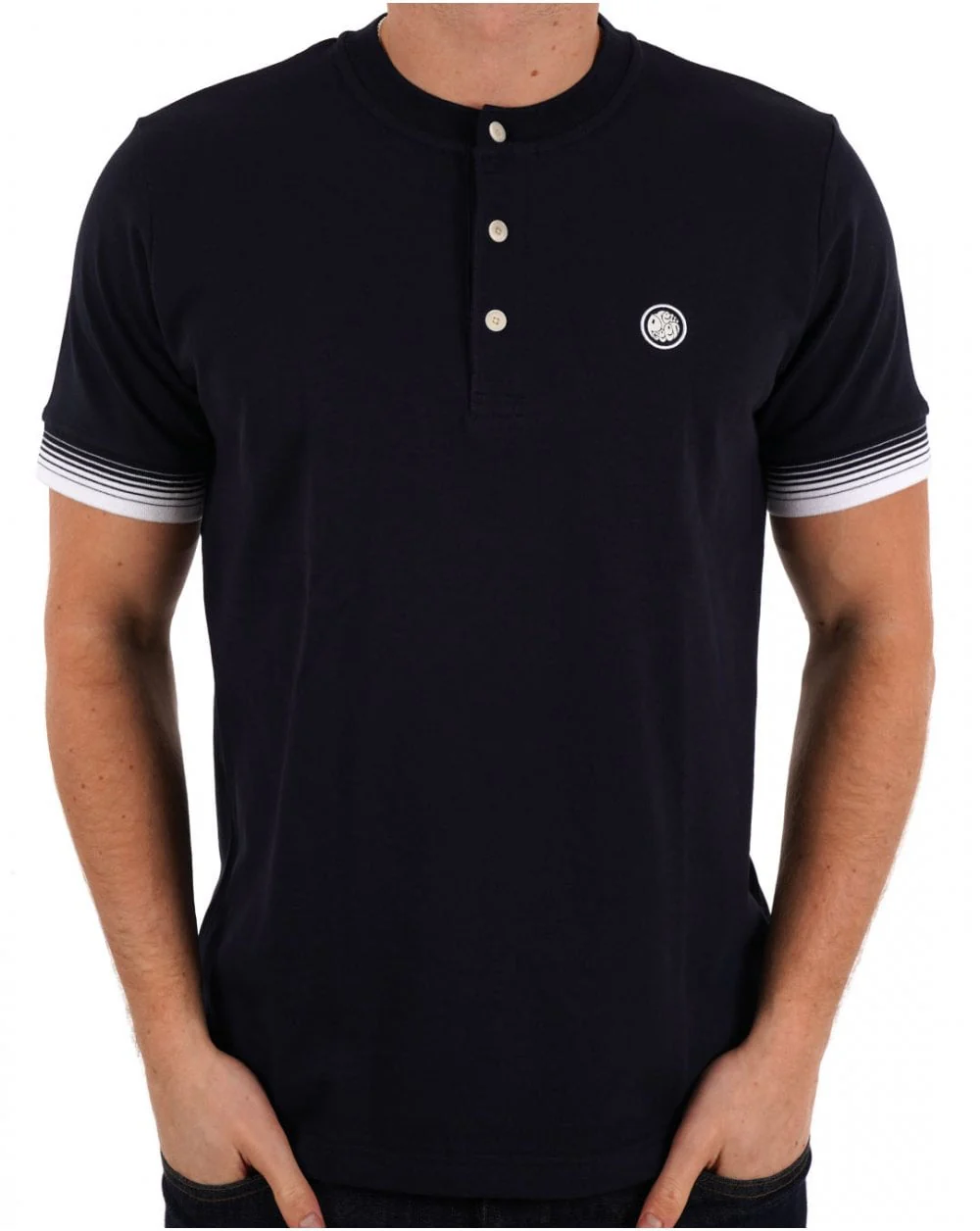Pretty Green Gradient Tipped Grandad Tee Navy