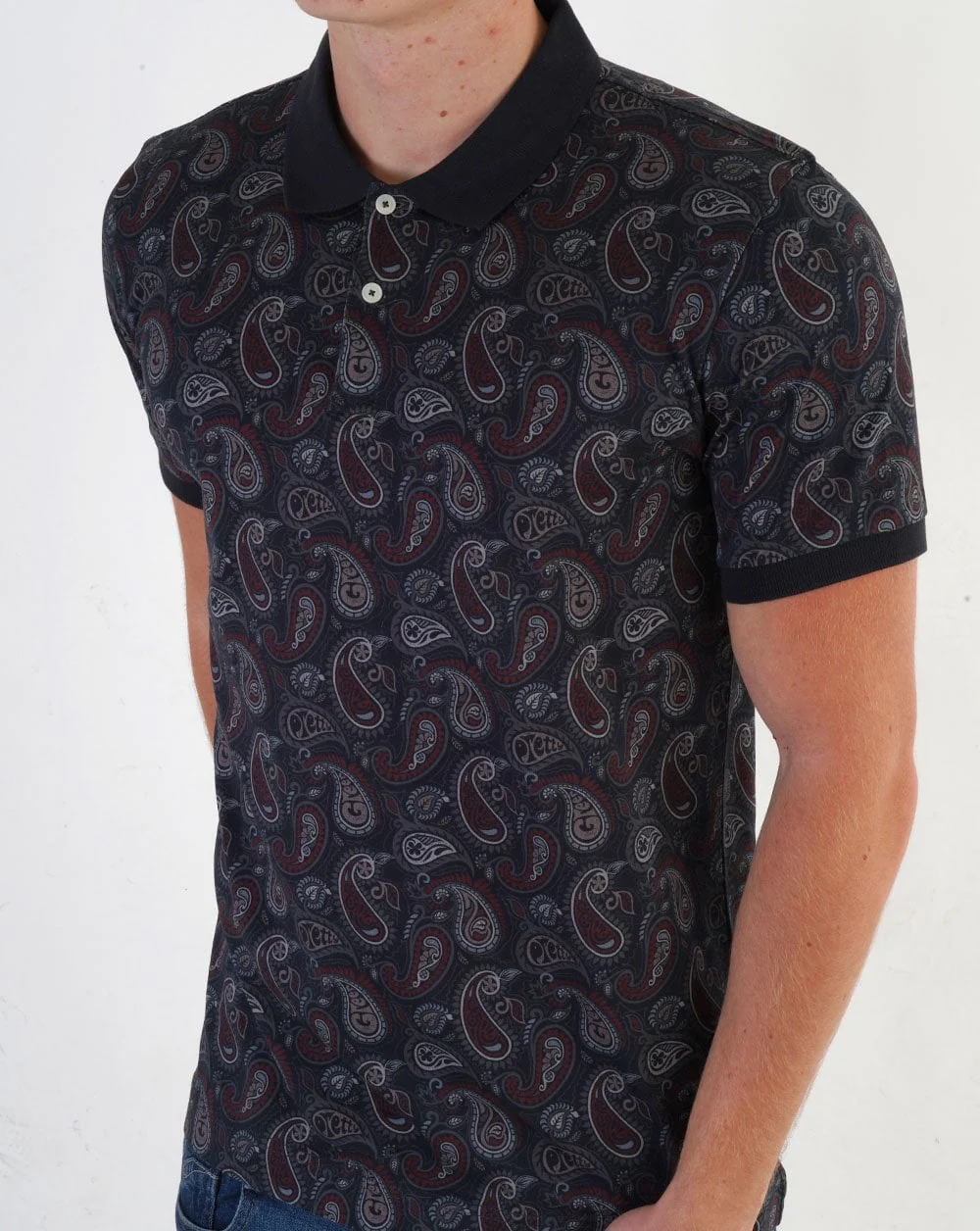 Pretty Green Hamilton Paisley Polo Burgundy - Image 3