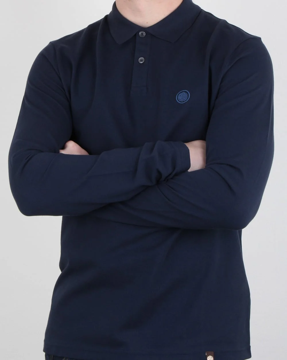 Pretty Green Hartford Long Sleeve Polo Shirt Navy - Image 4