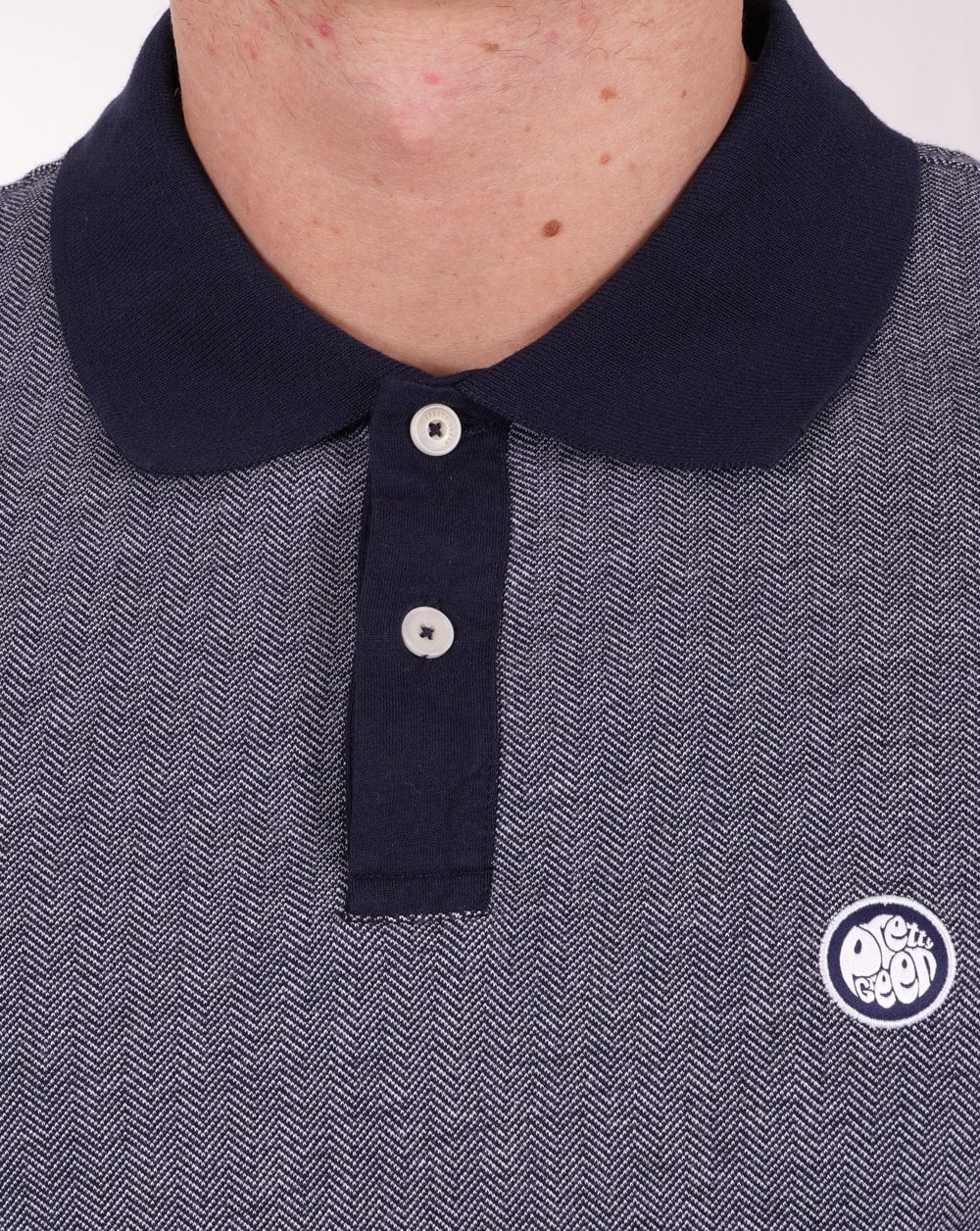 Pretty Green Herringbone Polo Navy - Image 2