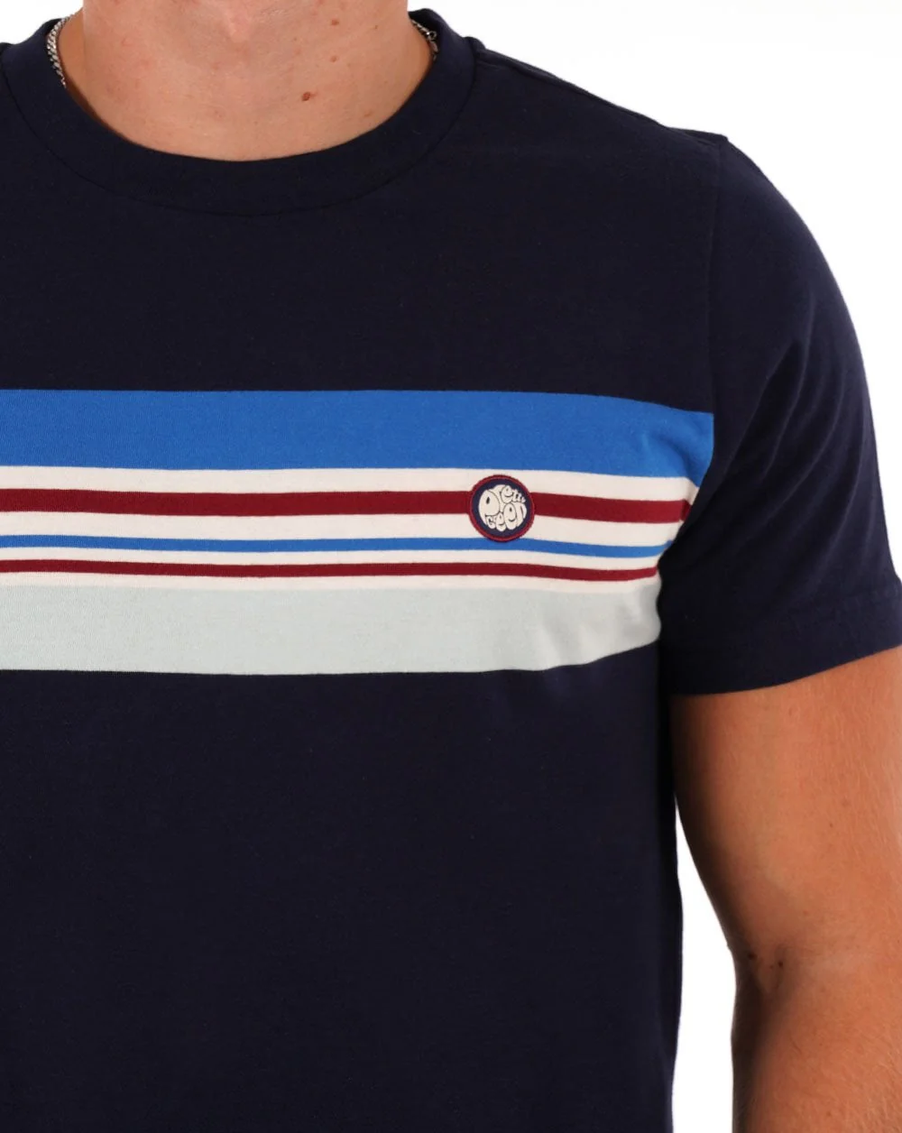 Pretty Green Hollen Chest Stripe T-shirt Navy - Image 2