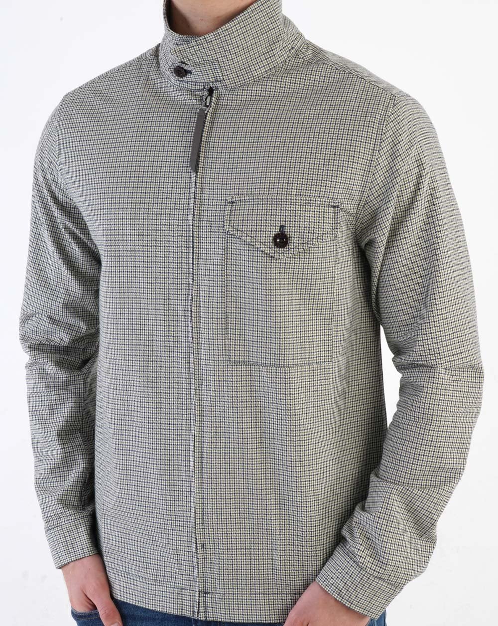 Pretty Green Houndstooth Overshirt Multi Colour - Image 3
