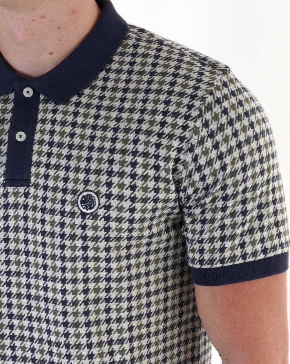 Pretty Green Houndstooth Polo Shirt Multi Colour - Image 2