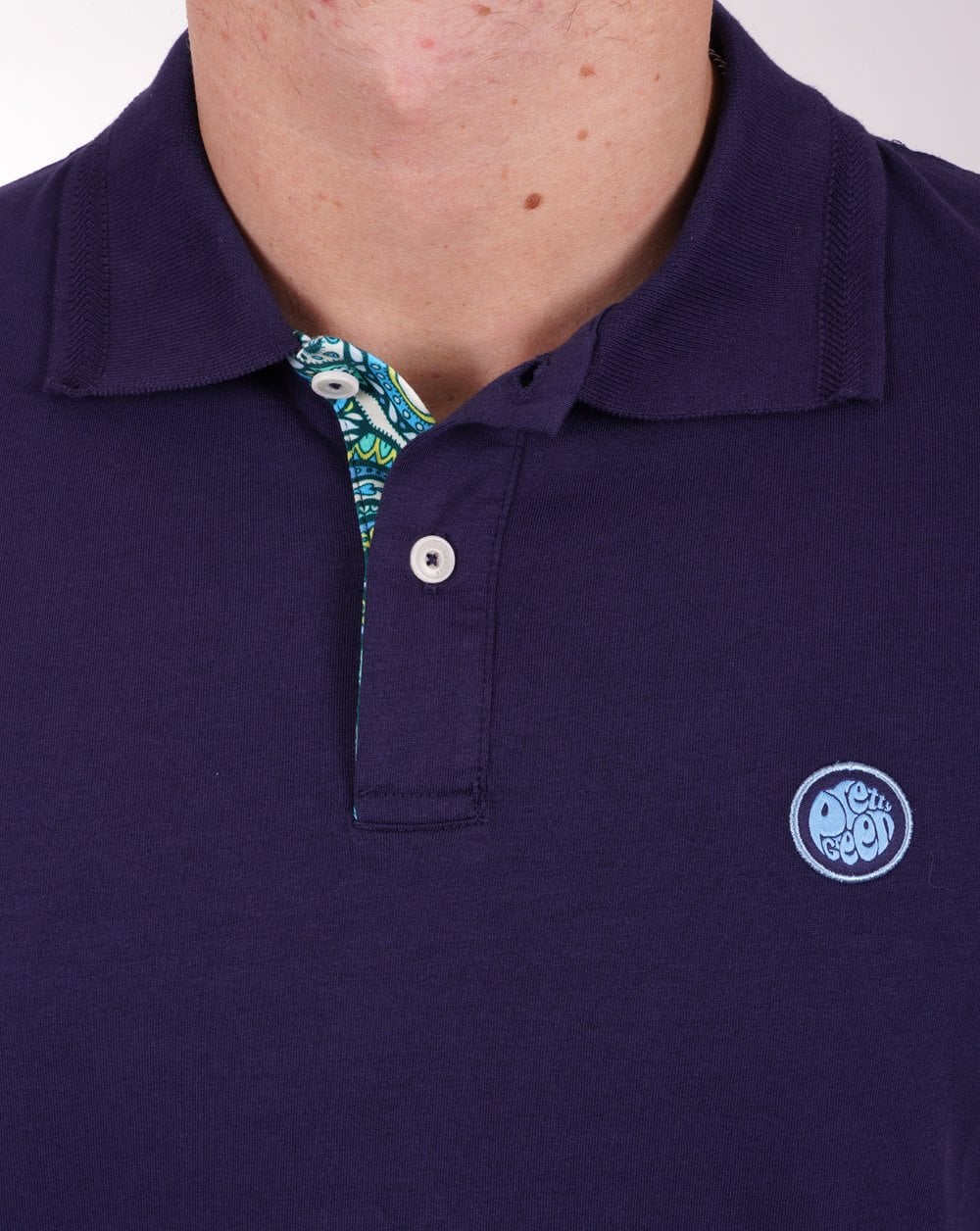 Pretty Green Itchycoo Paisley Placket Polo Navy - Image 2