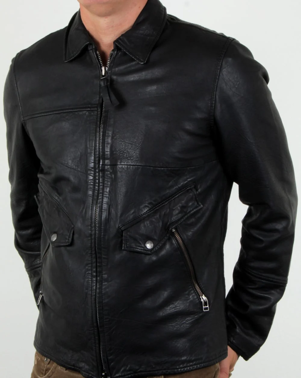 Pretty Green Jennetts Leather Jacket Black - Image 2