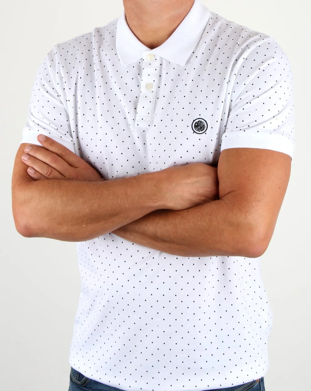 Pretty Green Kompany Polka Dot Polo White - Image 3