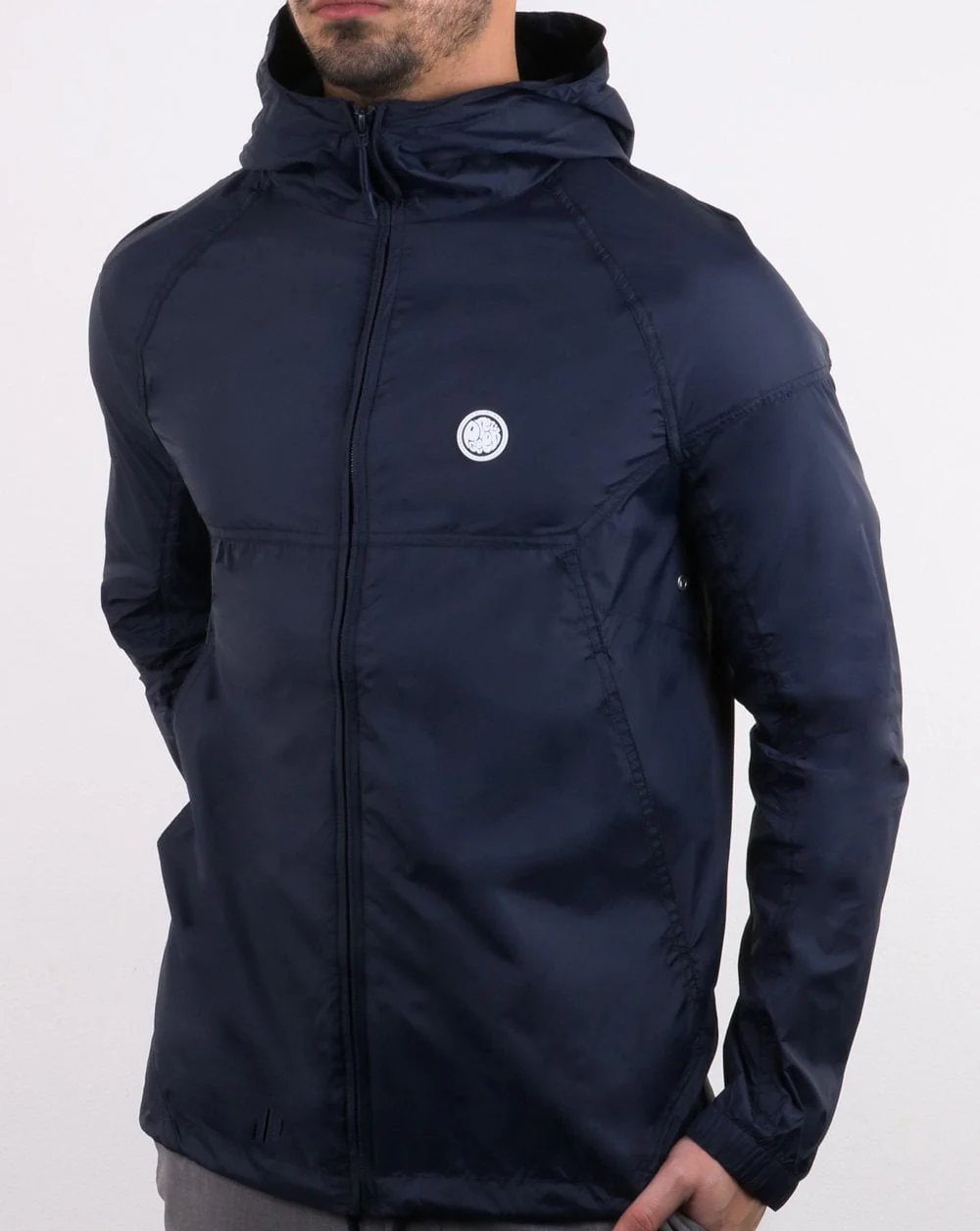 Pretty Green Lightweight Zip Up Hooded Jacket Navy - Image 2