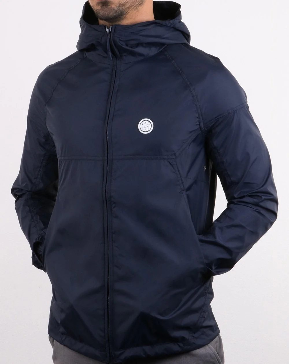 Pretty Green Lightweight Zip Up Hooded Jacket Navy - Image 3