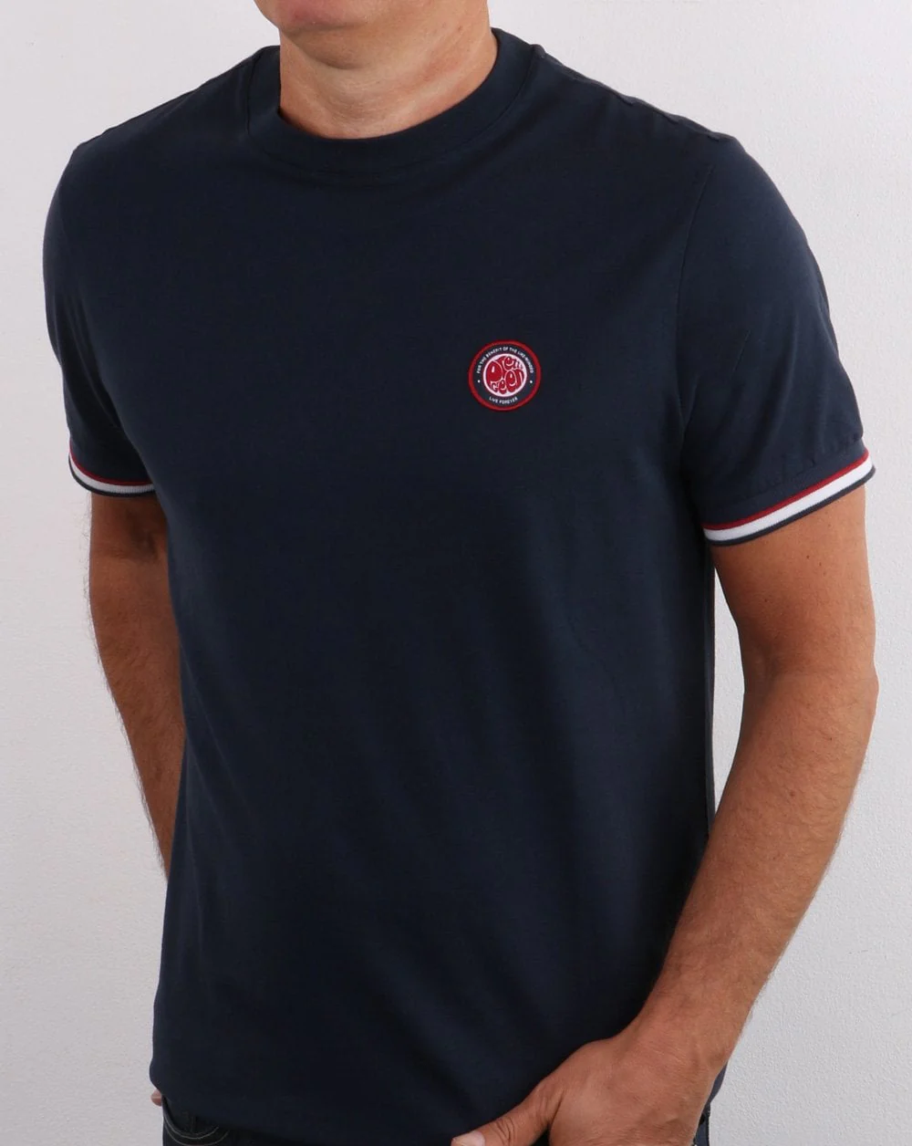 Pretty Green Likeminded Tipped T-shirt Navy - Image 3