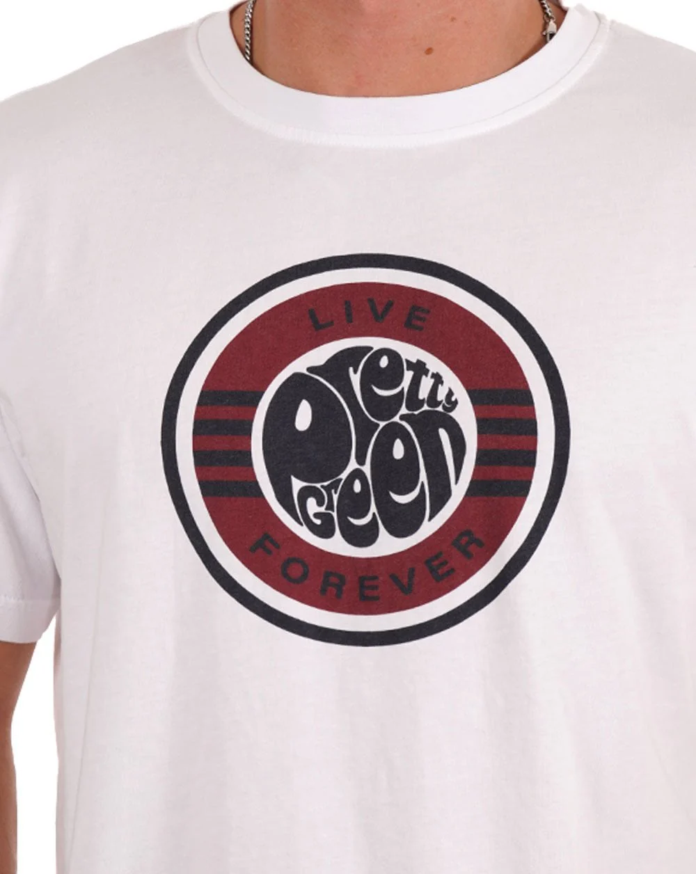 Pretty Green Live Forever Logo T Shirt White - Image 2