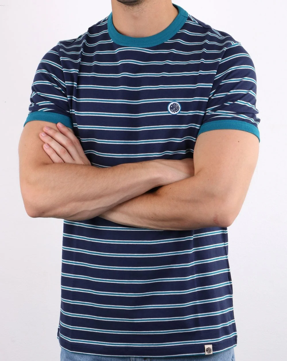 Pretty Green Martell Striped T-shirt Navy - Image 3