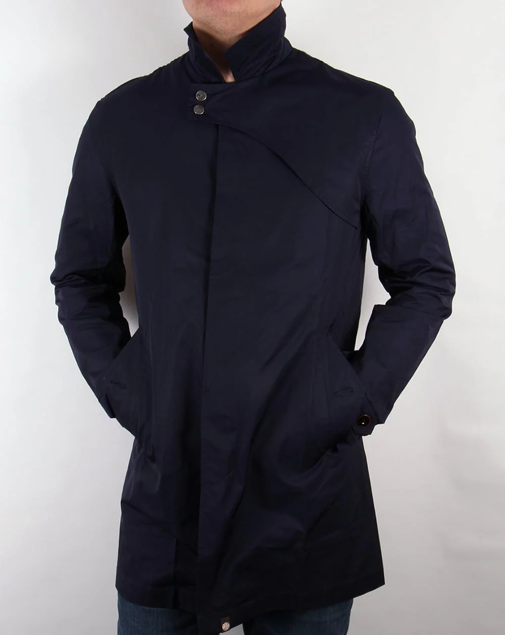 Pretty Green Mayfair Trench Coat Navy - Image 4